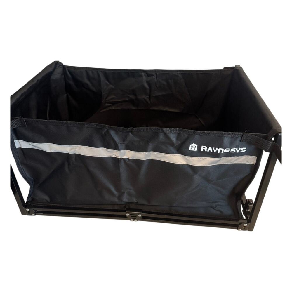 RAYHEEBS Collapsible Rolling Storage Bin Crate Black Folding Fabric Cart Wheels